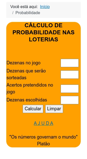 Lotocarva - calcular probabilidade nas loterias